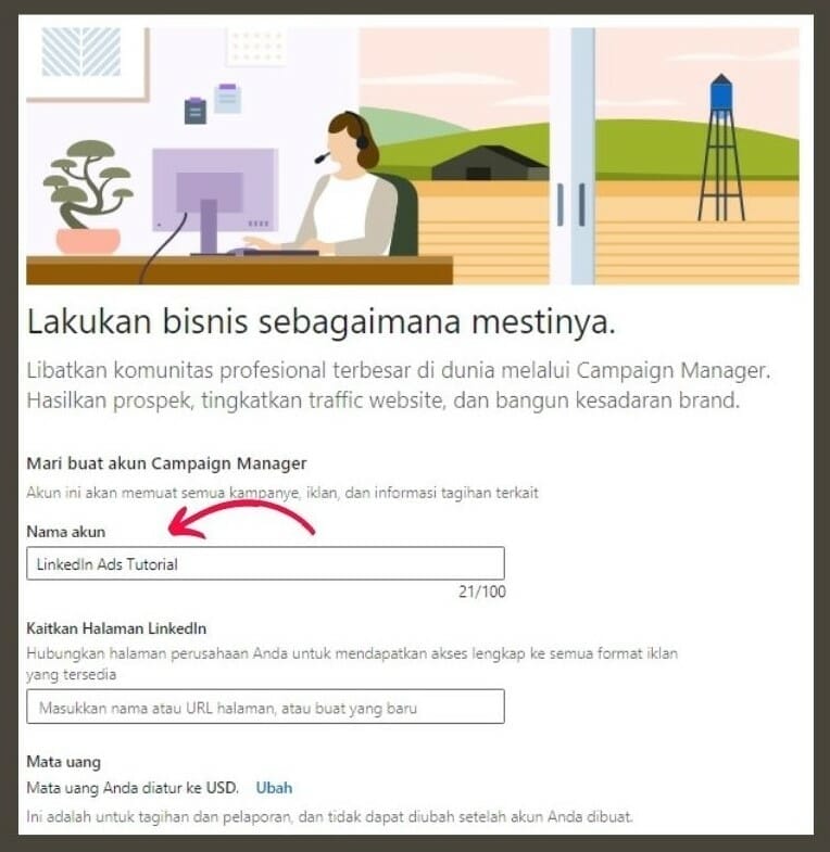 halaman akun Campaign Manager