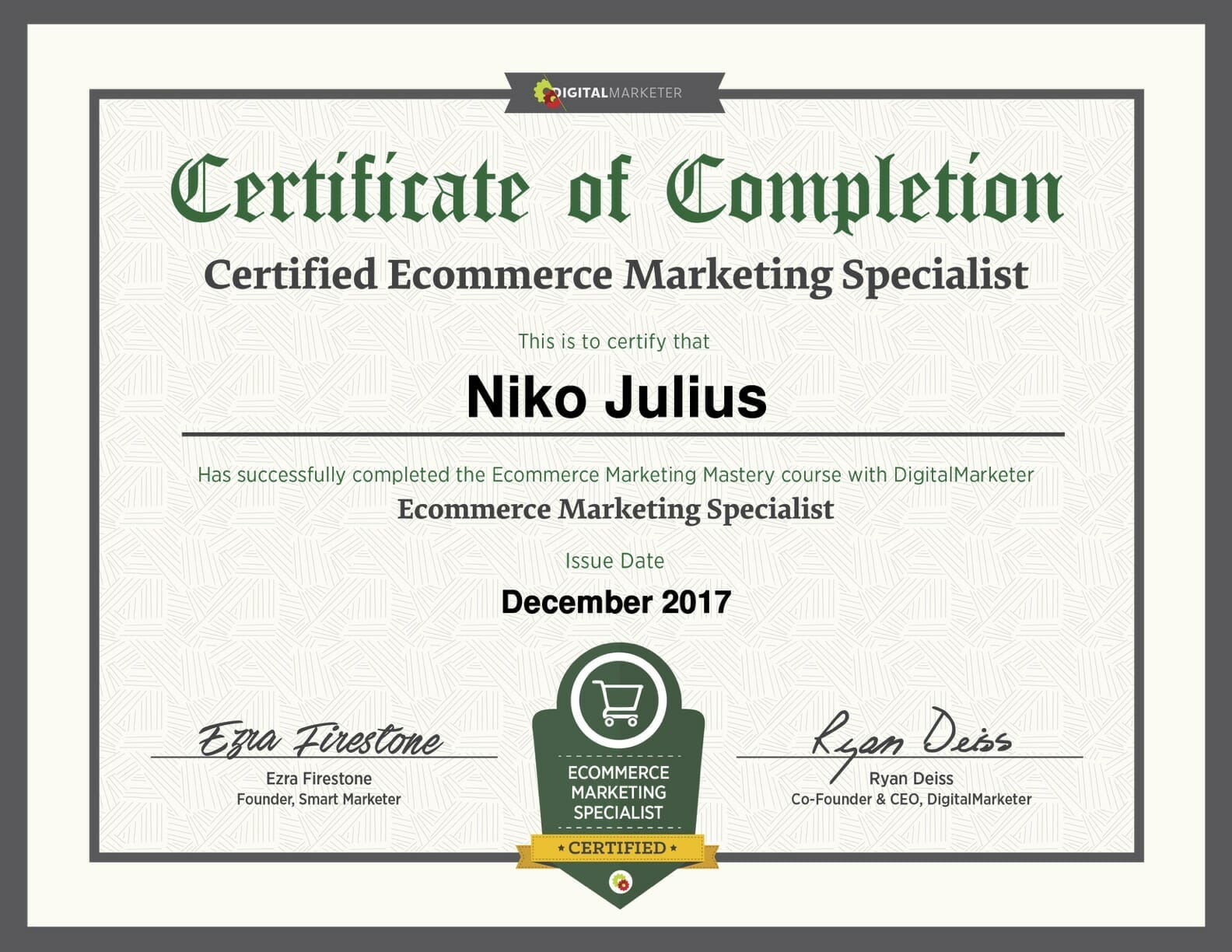 certified ecommerce marketing specialist