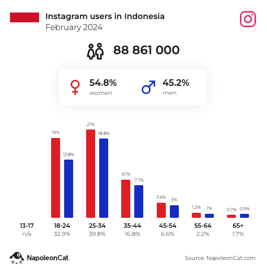 data pengguna instagram di indonesia 2024
