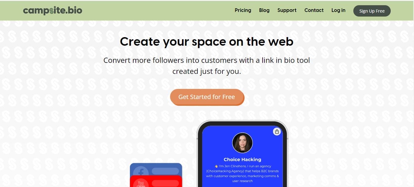 instagram tools untuk landing page campsite.bio